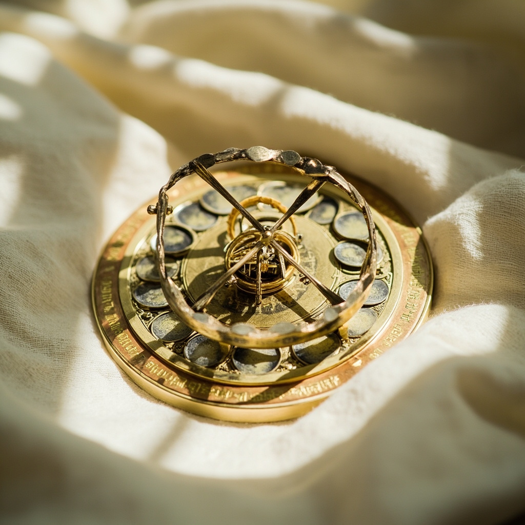 Silver-gilt brass moon phase calendar instrument